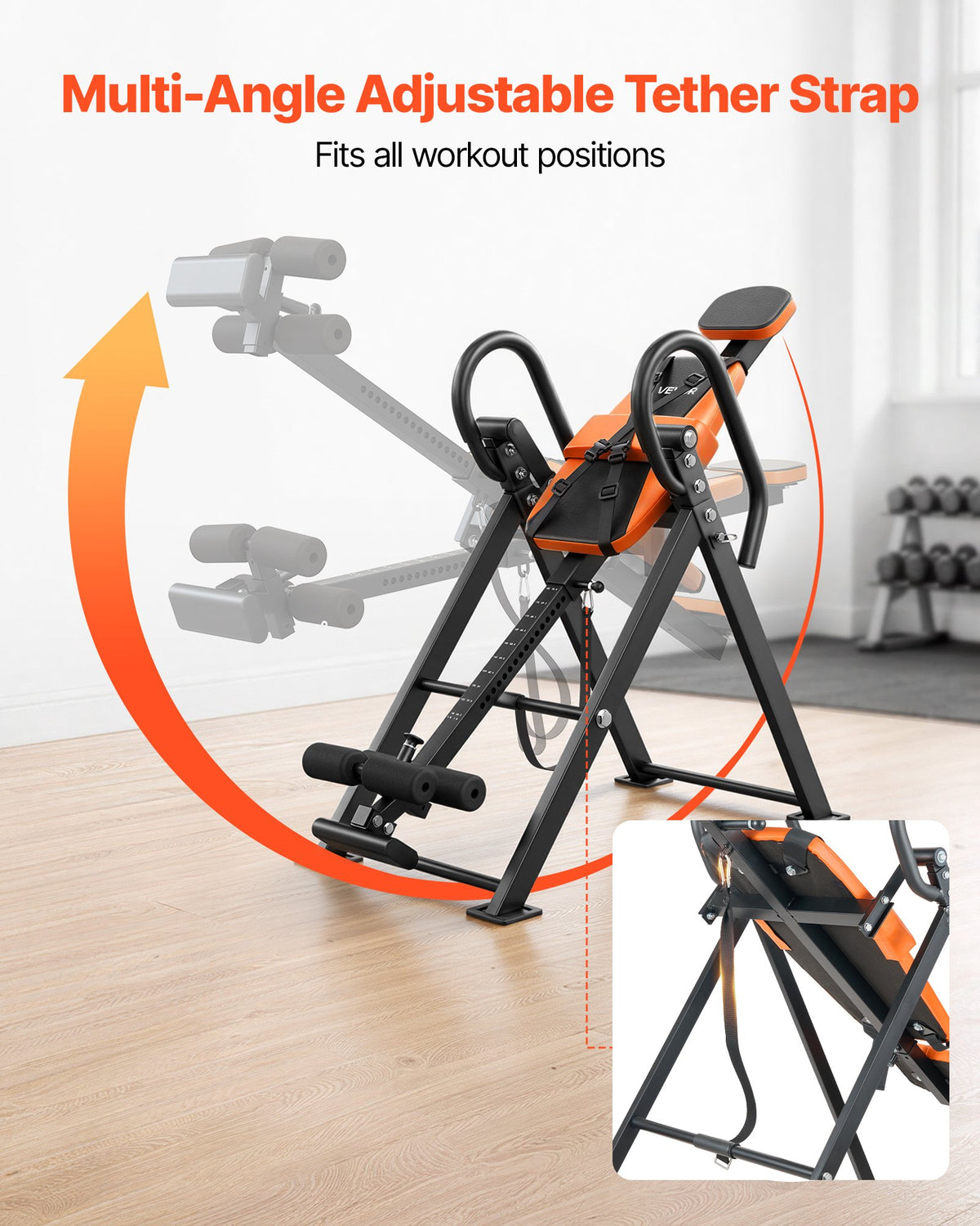 VEVOR Foldable Inversion Table QD002A with Roller Lock, Adjustable Angle and Height, up to 136 kg