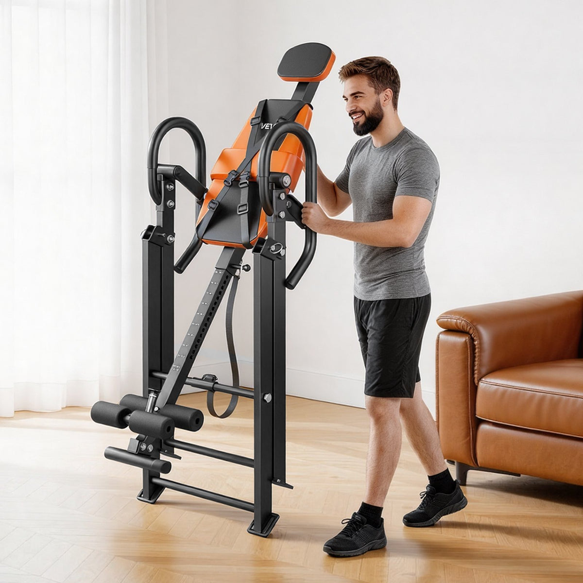 VEVOR Foldable Inversion Table QD002A with Roller Lock, Adjustable Angle and Height, up to 136 kg
