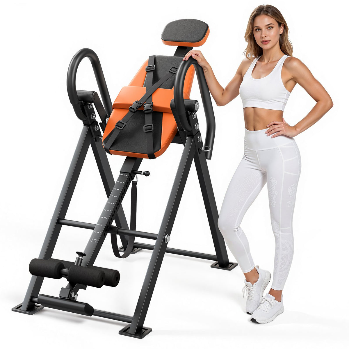 VEVOR Foldable Inversion Table QD002A with Roller Lock, Adjustable Angle and Height, up to 136 kg