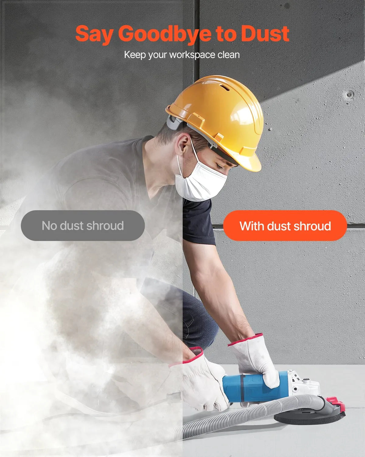 VEVOR Angle Grinder Dust Shroud 100–125 mm with 125 mm Diamond Grinding Wheel