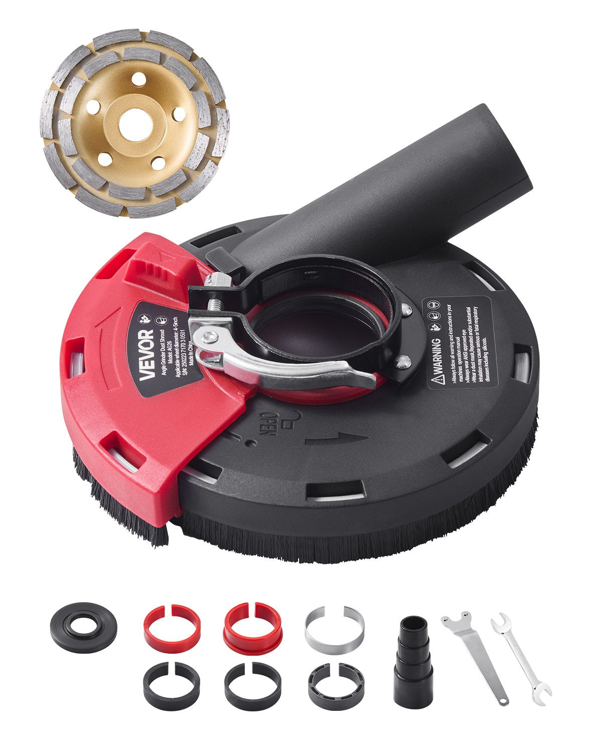 VEVOR Angle Grinder Dust Shroud 100–125 mm with 125 mm Diamond Grinding Wheel