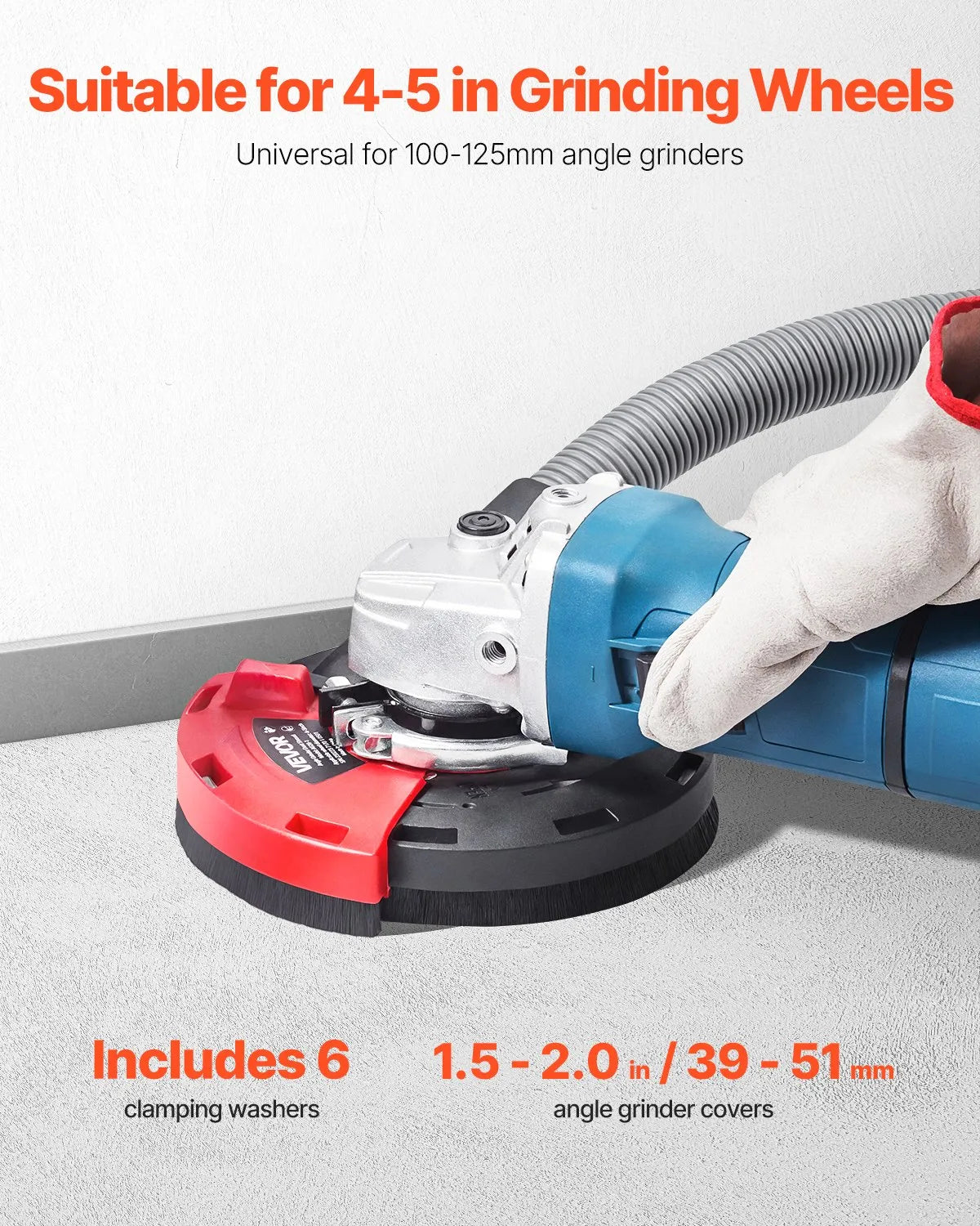 VEVOR slīpēšanas putekļu pārsegs leņķa slīpmašīnai 100–125 mm, savienojams ar putekļsūcēju