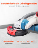 VEVOR slīpēšanas putekļu pārsegs leņķa slīpmašīnai, universāls 10,2–12,7 cm, virsmas slīpmašīnas putekļu pārsegs ar 6 stiprinājuma paplāksnēm, savienojams ar putekļsūcēju, piemērots koka, betona, sienu un akmens slīpēšanai