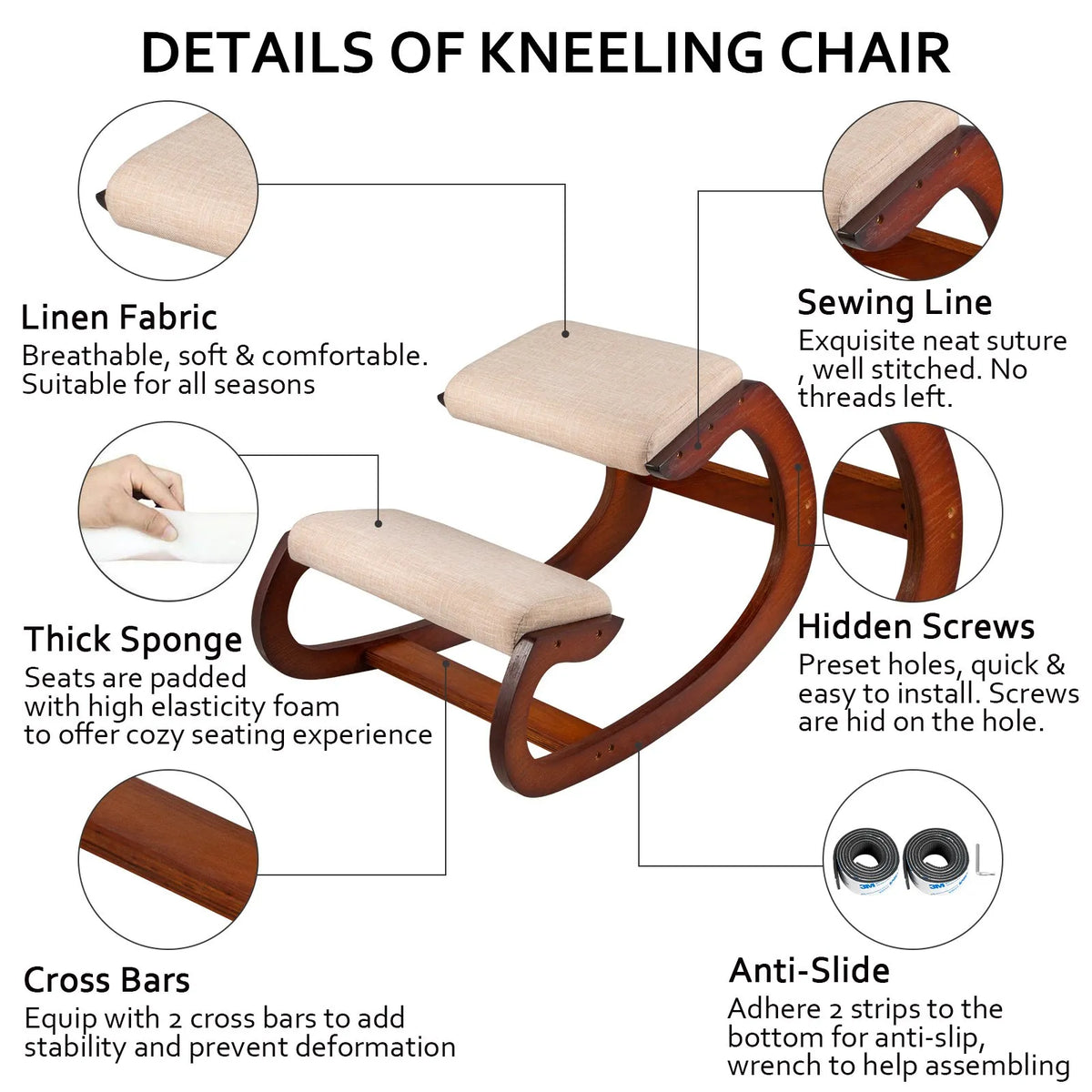 VEVOR Ergonomic Kneeling Chair with Hip Cushion, 99.8 kg