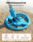 VEVOR metāla detektors ar 101,6 mm displeju, viegls, ar LCD ekrānu un 152,4 mm IP68 ūdensizturīgu meklēšanas spoli, regulējams 650–930 mm, piemērots zelta meklēšanai