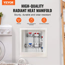 VEVOR 2 atzaru siltās grīdas kolektors 1/2 collu PEX caurulēm, nerūsējošā tērauda kolektors hidrauliskajai apsildei, komplekts ar 1/2 collu adapteriem