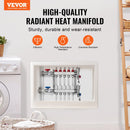 VEVOR 5 zaru starojuma apkures kolektors, 12,7 mm PEX cauruļu kolektors no nerūsējošā tērauda hidrauliskajai grīdas apkurei, PEX kolektora komplekts ar 12,7 mm adapteriem