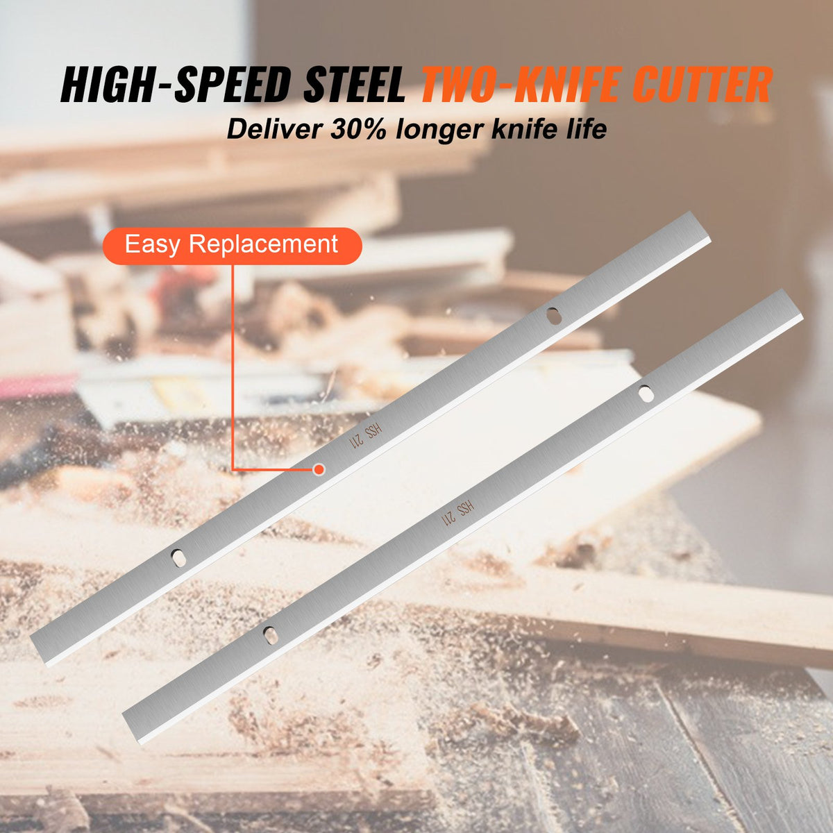 VEVOR paksushöövel 330 mm pikendatud etteandelauaga, 1800 W, 2 tera, madal müratase