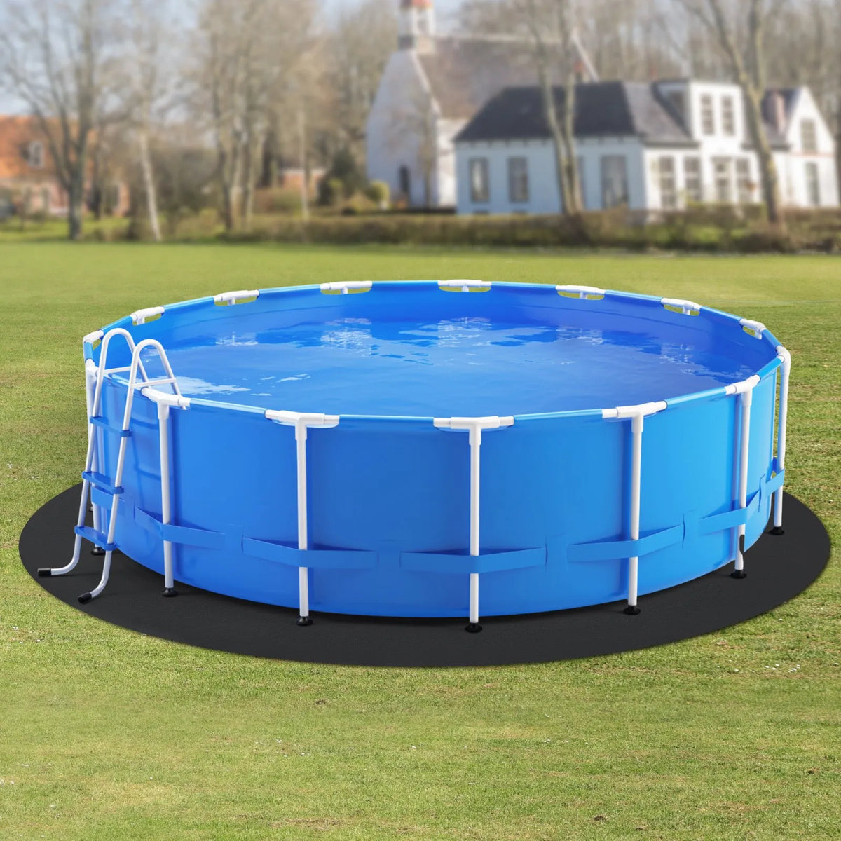 VEVOR Pool Liner Pad for Round Above Ground Pool Ø 5.49 m, Pool Floor Protector with Puncture Protection, Recycled Geotextile Material Base, Extends Liner Lifespan