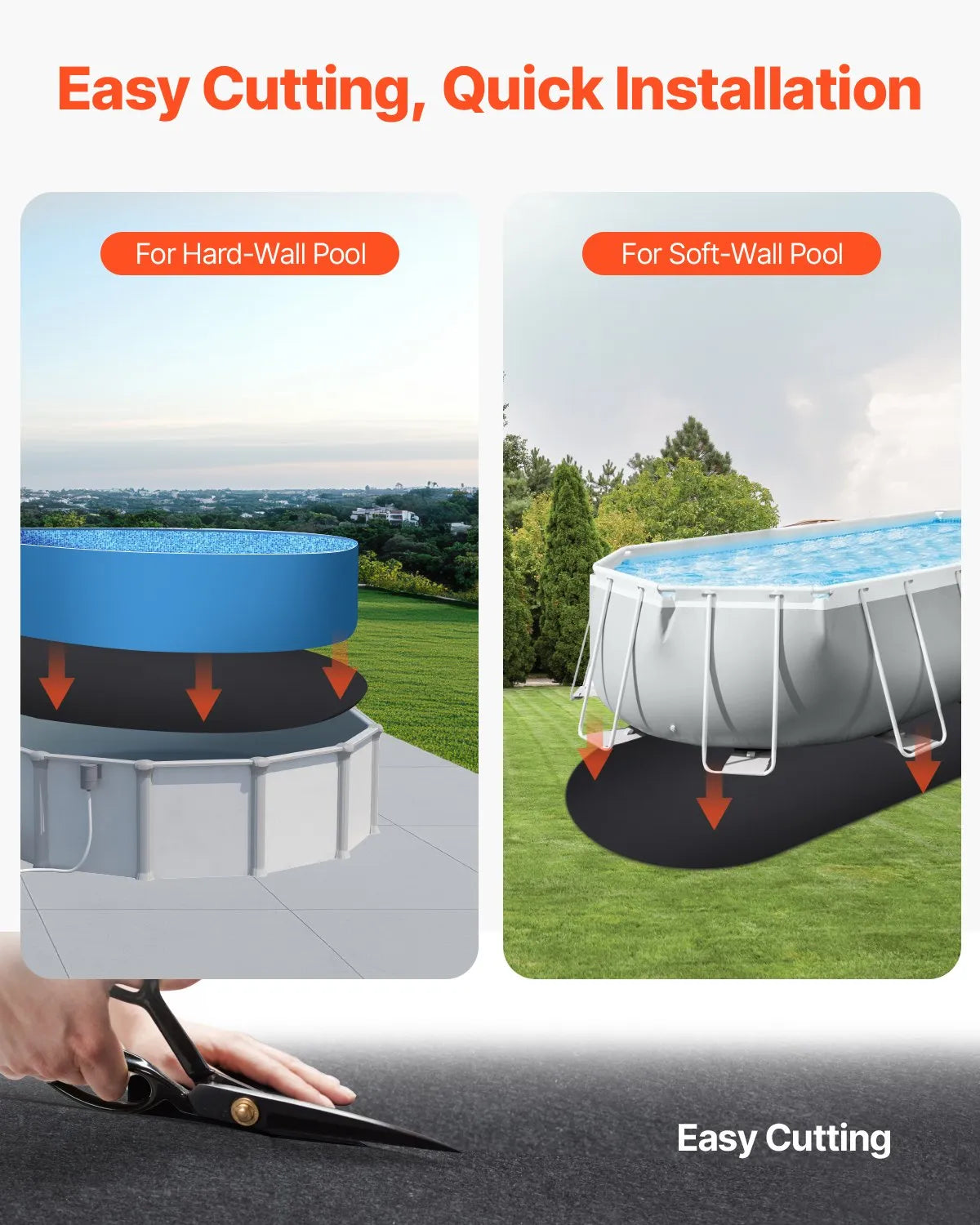 VEVOR Pool Liner Pad for Oval Above Ground Pool 4.57 × 9.14 m, Extra Thick Pool Underlayment, Puncture Protection, Recycled Geotextile Material Base, Extends Liner Lifespan