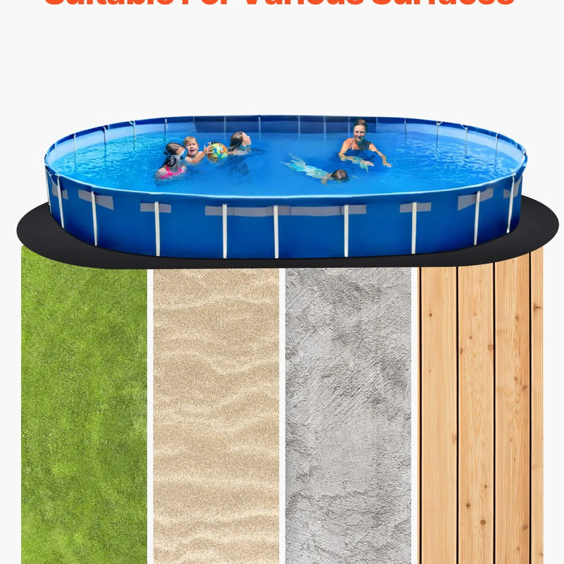 VEVOR baseina ieliktņa paliktnis ovālam virszemes baseinam 4,57 × 9,14 m, īpaši biezs baseina paklājs, aizsardzība pret caurduršanu, pārstrādāta ģeotekstila materiāla pamatne, pagarina ieliktņa kalpošanas laiku