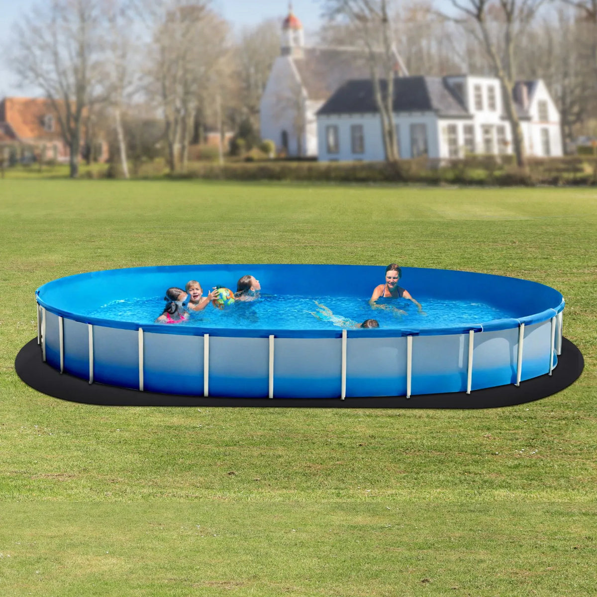 VEVOR Pool Liner Pad for Oval Above Ground Pool 3.66 × 7.32 m, Extra Thick Pool Pad, Puncture Protection, Recycled Geotextile Material Base, Extends Liner Lifespan