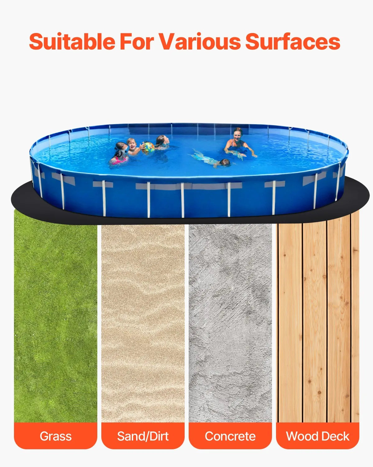 VEVOR Pool Liner Pad for Oval Above Ground Pool 5.5 × 10 m, Extra Thick Pool Pad, Puncture Protection, Recycled Geotextile Material Base, Extends Liner Lifespan