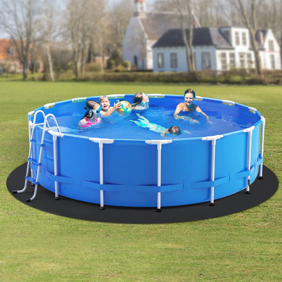 VEVOR Pool Liner Pad for Round Above Ground Pool Ø 4.57 m, Extra Thick Pool Cushion, Puncture Protection, Recycled Geotextile Base, Extends Liner Lifespan