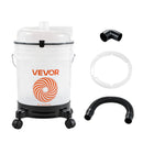 VEVOR ciklona putekļu separators ar 19 l tvertni, 50,8–63,5 mm savienojumi, 90 cm šļūtene, leņķa adapteris un pārvietojami riteņi