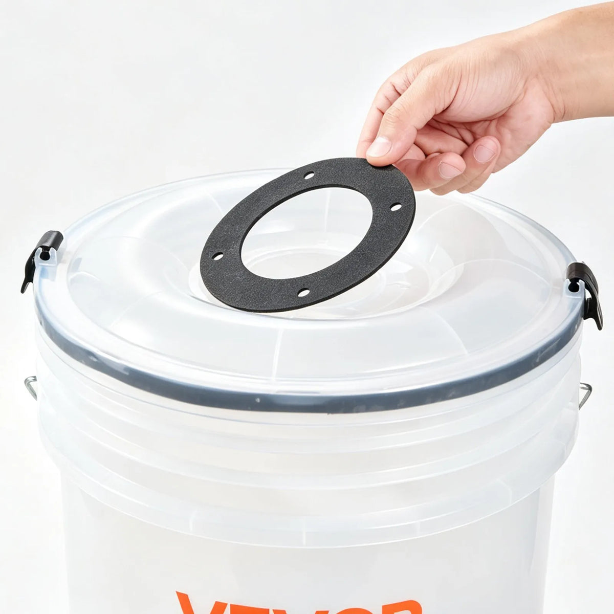VEVOR ciklona putekļu separators ar 19 l tvertni, 50,8 mm pieslēgums, 90 cm PU šļūtene, leņķa adapteris un riteņi, caurspīdīgs PP