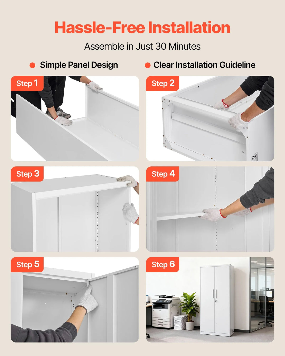 VEVORi metallist hoiukapp 800 × 400 × 1750 mm, lukustatav terasest kapp 5 tasandiga, 4 reguleeritava riiuliga, 2 magnetukse ja 2 võtmega, garaažile, laoruumile, keldrile, pesuruumile ja kontorile, valge.