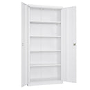 VEVOR metāla uzglabāšanas skapis 800 × 400 × 1750 mm, slēdzams tērauda skapis ar 5 līmeņiem, 4 regulējamiem plauktiem, 2 magnētiskām durvīm un 2 atslēgām, garāžai, noliktavai, pagrabam, veļas telpai un birojam, balts.