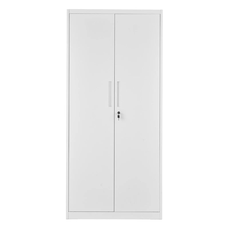 VEVOR metāla uzglabāšanas skapis 800 × 400 × 1750 mm, slēdzams tērauda skapis ar 5 līmeņiem, 4 regulējamiem plauktiem, 2 magnētiskām durvīm un 2 atslēgām, garāžai, noliktavai, pagrabam, veļas telpai un birojam, balts.