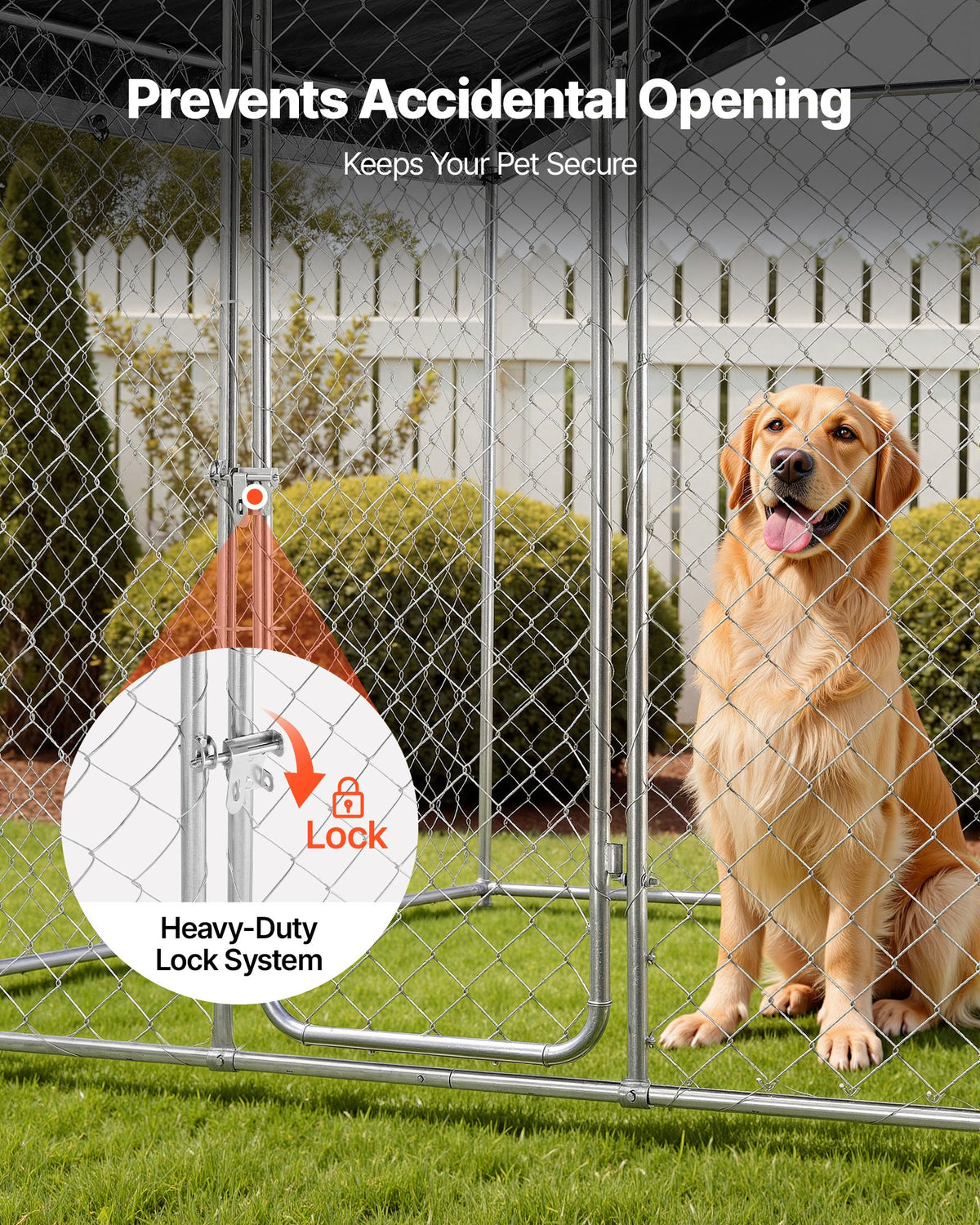 VEVOR Outdoor Dog Pen with UV-Resistant Roof Cover and Lock, 2.3 × 2.3 × 2.15 m