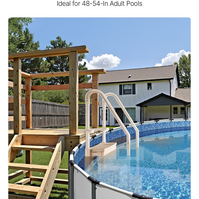 VEVOR baseina kāpnes ar 4 pakāpieniem un dubultām margām, smagas slodzes neslīdoši pakāpieni, maksimālā slodze 181 kg, piemērotas 122–137 cm iebūvētiem un virszemes baseiniem ar jebkura veida segumu, taupe krāsa