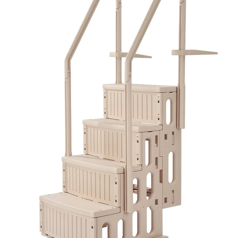 VEVOR baseina kāpnes ar 4 pakāpieniem un dubultām margām, smagas slodzes neslīdoši pakāpieni, maksimālā slodze 181 kg, piemērotas 122–137 cm iebūvētiem un virszemes baseiniem ar jebkura veida segumu, taupe krāsa