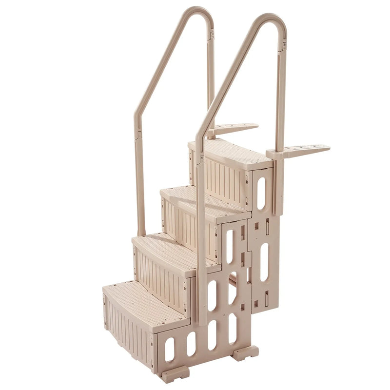 VEVOR baseina kāpnes ar 4 pakāpieniem un dubultām margām, smagas slodzes neslīdoši pakāpieni, maksimālā slodze 181 kg, piemērotas 122–137 cm iebūvētiem un virszemes baseiniem ar jebkura veida segumu, taupe krāsa