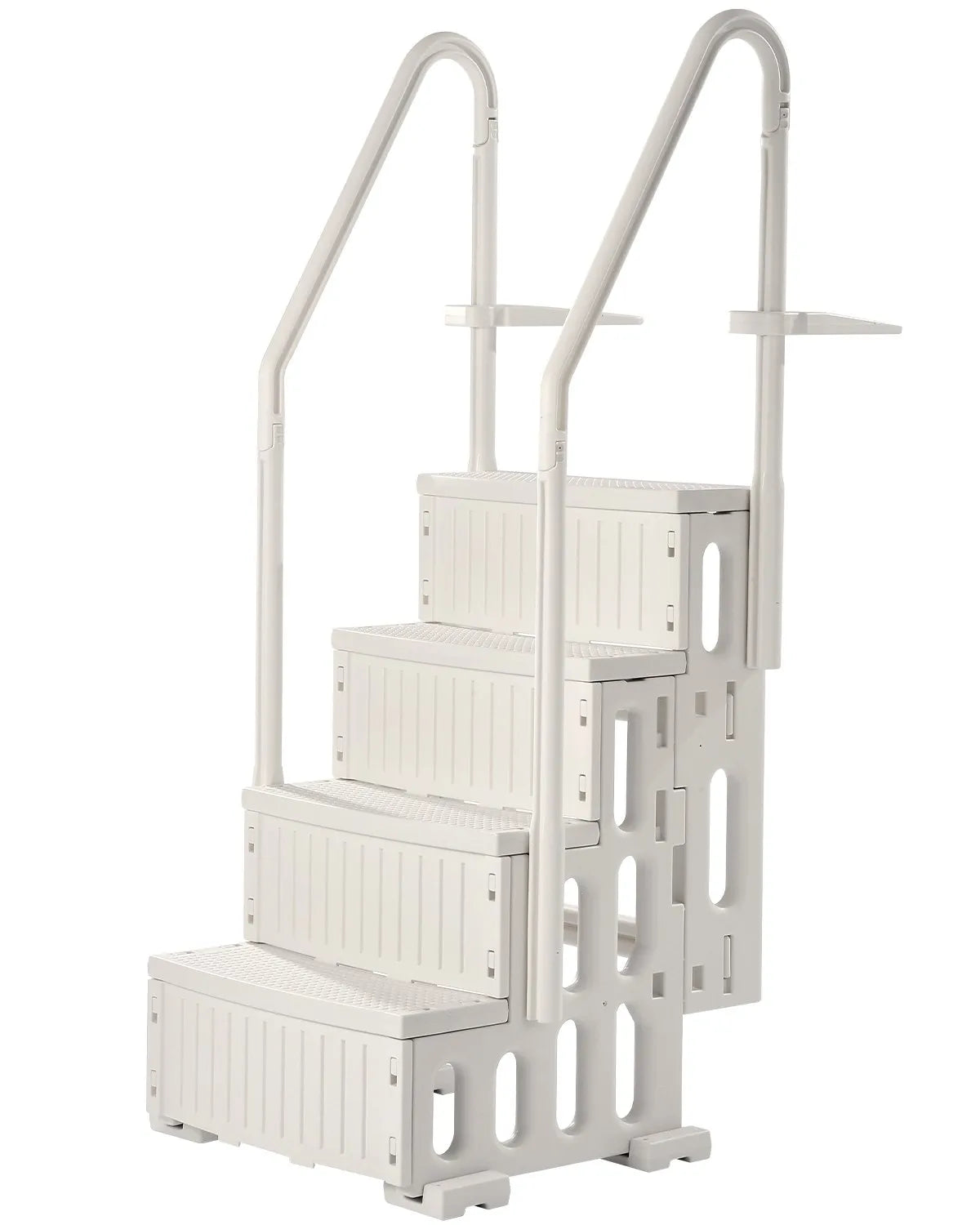 VEVOR Pool Ladder with 4 Steps and Dual Rails, Reinforced Non-Slip Steps, Maximum Load 181.4 kg, Suitable for 122–137 cm Deep In-Ground and Above-Ground Pools with Any Type of Deck Covering, Pearl White