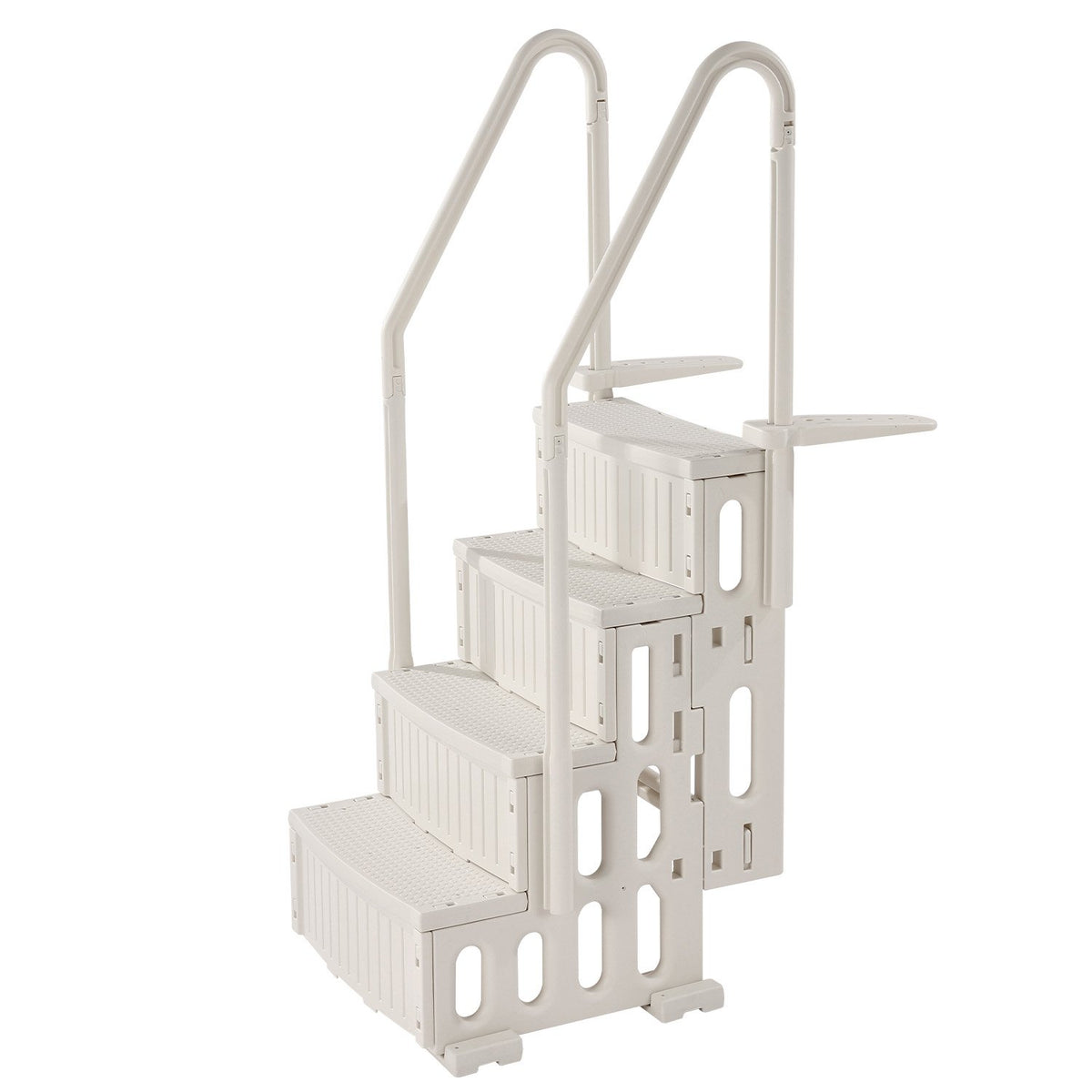 VEVOR Pool Ladder with 4 Steps and Dual Rails, Reinforced Non-Slip Steps, Maximum Load 181.4 kg, Suitable for 122–137 cm Deep In-Ground and Above-Ground Pools with Any Type of Deck Covering, Pearl White