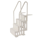 VEVOR baseina kāpnes ar 4 pakāpieniem un dubultām margām, pastiprināti neslīdoši pakāpieni, maksimālā slodze 181,4 kg, piemērotas 122–137 cm dziļiem iebūvētiem un virszemes baseiniem ar jebkura veida klāja segumu, pienbalta krāsa
