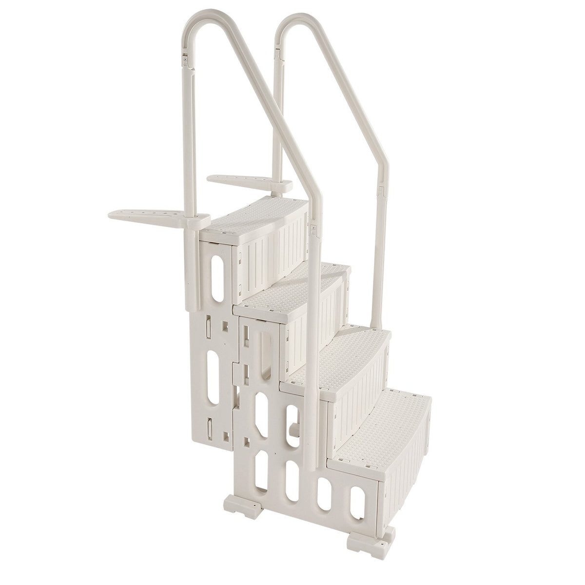 VEVOR Pool Ladder with 4 Steps and Dual Rails, Reinforced Non-Slip Steps, Maximum Load 181.4 kg, Suitable for 122–137 cm Deep In-Ground and Above-Ground Pools with Any Type of Deck Covering, Pearl White