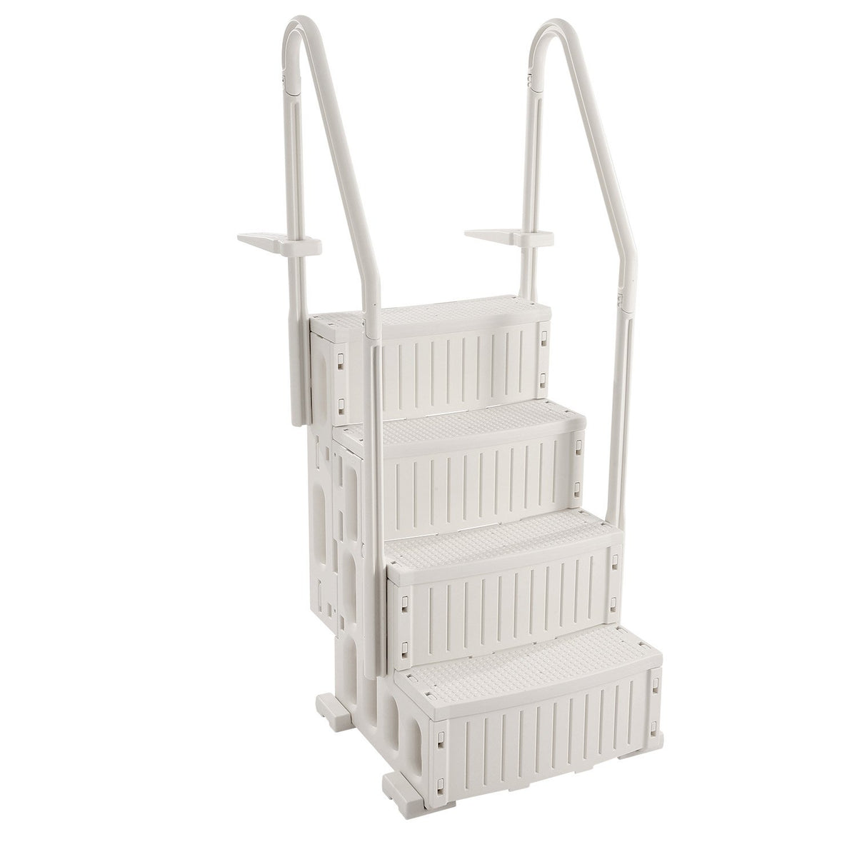 VEVOR Pool Ladder with 4 Steps and Dual Rails, Reinforced Non-Slip Steps, Maximum Load 181.4 kg, Suitable for 122–137 cm Deep In-Ground and Above-Ground Pools with Any Type of Deck Covering, Pearl White