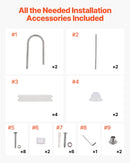 VEVOR baseina kāpnes ar 4 pakāpieniem un dubultām margām, neslīdoši pastiprināti pakāpieni, nerūsējošā tērauda konstrukcija, maksimālā slodze 120 kg, piemērotas 137 cm dziļiem iebūvētiem baseiniem ar montējamu klāja dēli lietošanai iekštelpās un ārā