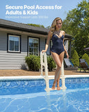 VEVOR baseina kāpnes ar 75° slīpumu, 5 pakāpieni un dubultas margas, pastiprināti neslīdoši pakāpieni, maksimālā slodze 136 kg, piemērotas 122–137 cm dziļiem iebūvētiem un virszemes baseiniem ar jebkura veida klāja segumu lietošanai iekštelpās un ārā