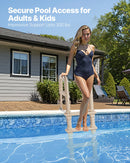 VEVOR baseina kāpnes ar slīpu konstrukciju, 5 pakāpieni un dubultas margas, pastiprināti neslīdoši pakāpieni, maksimālā slodze 136 kg, piemērotas 122–137 cm dziļiem iebūvētiem un virszemes baseiniem ar jebkura veida klāja segumu, taupe krāsa