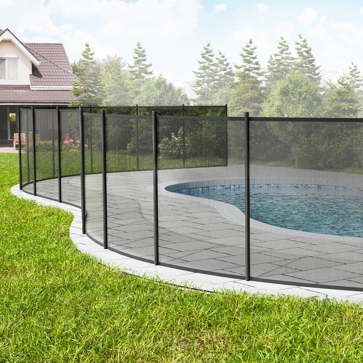 VEVOR Pool Fence 1.2 × 3.7 m, Removable Child Safety Fence for In-Ground Pools, Easy DIY Installation Pool Fence, 340 g/m² Teslin PVC Mesh Material for Child and Pet Protection