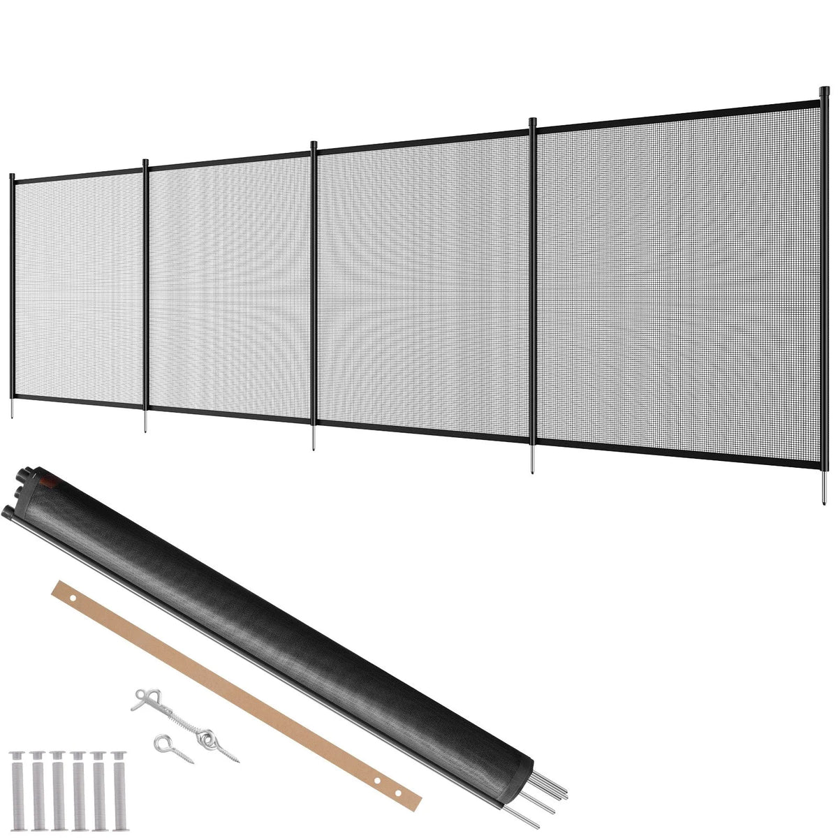 VEVOR Pool Fence 1.2 × 3.7 m, Removable Child Safety Fence for In-Ground Pools, Easy DIY Installation Pool Fence, 340 g/m² Teslin PVC Mesh Material for Child and Pet Protection