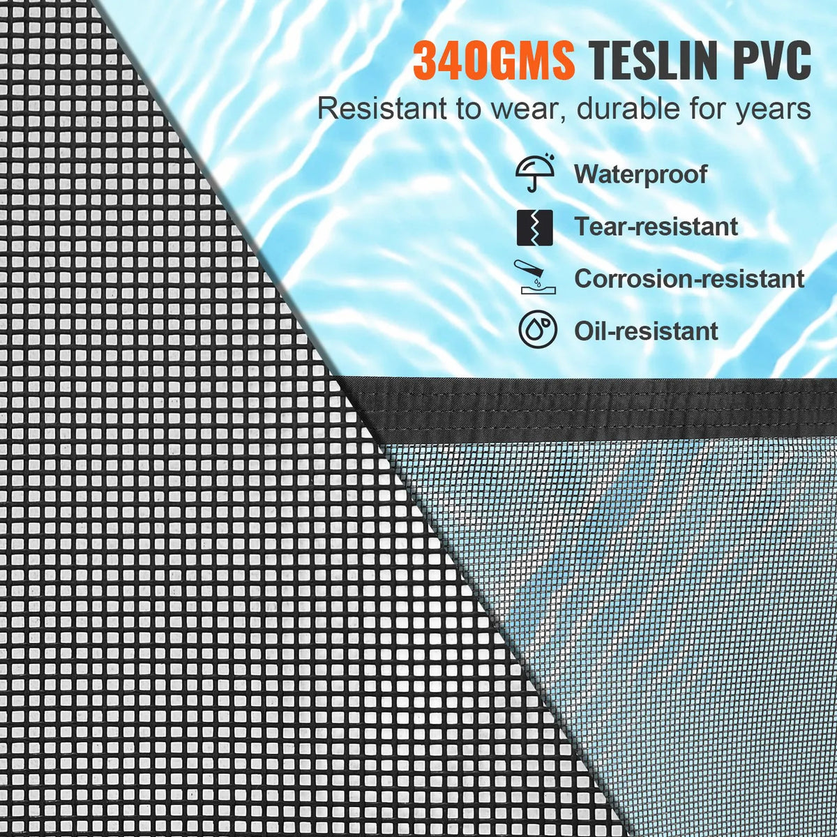 VEVOR baseina žogs 1,2 × 21,9 m, noņemams bērnu drošības žogs iebūvētiem baseiniem, viegli uzstādāms DIY peldbaseina žogs, 340 g/m² Teslin PVC sieta materiāls bērnu un mājdzīvnieku aizsardzībai