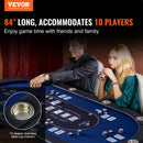 VEVOR salokāms pokera galds 10 spēlētājiem, 2133,6 mm ovāls kazino tipa galds Blackjack un Texas Hold’em ar polsterētām malām un nerūsējošā tērauda glāžu turētājiem, pārnēsājams kāršu spēļu galds - ZEMLETES.LV