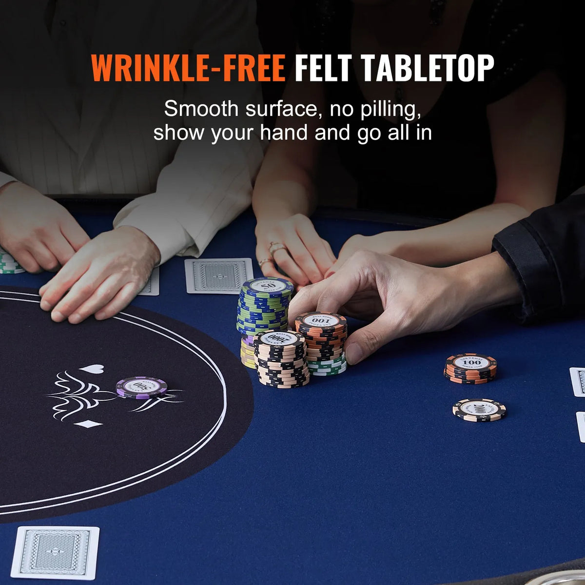 VEVOR salokāms pokera galds 10 spēlētājiem, 2133,6 mm ovāls kazino tipa galds Blackjack un Texas Hold’em ar polsterētām malām un nerūsējošā tērauda glāžu turētājiem, pārnēsājams kāršu spēļu galds - ZEMLETES.LV