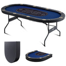 VEVOR salokāms pokera galds 10 spēlētājiem, 2133,6 mm ovāls kazino tipa galds Blackjack un Texas Hold’em ar polsterētām malām un nerūsējošā tērauda glāžu turētājiem, pārnēsājams kāršu spēļu galds - ZEMLETES.LV