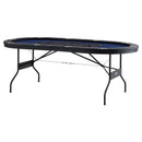 VEVOR salokāms pokera galds 10 spēlētājiem, 2133,6 mm ovāls kazino tipa galds Blackjack un Texas Hold’em ar polsterētām malām un nerūsējošā tērauda glāžu turētājiem, pārnēsājams kāršu spēļu galds - ZEMLETES.LV