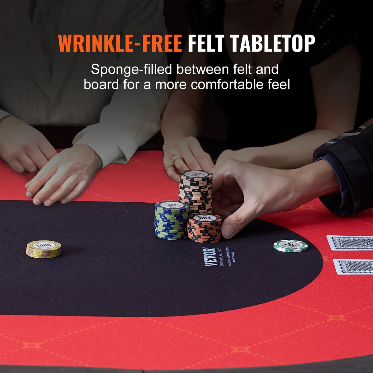 VEVOR salokāms pokera galds 10 spēlētājiem, 2286 mm ovāls kazino tipa galds Blackjack un Texas Hold’em ar polsterētām malām un nerūsējošā tērauda glāžu turētājiem, pārnēsājams kāršu spēļu galds - ZEMLETES.LV