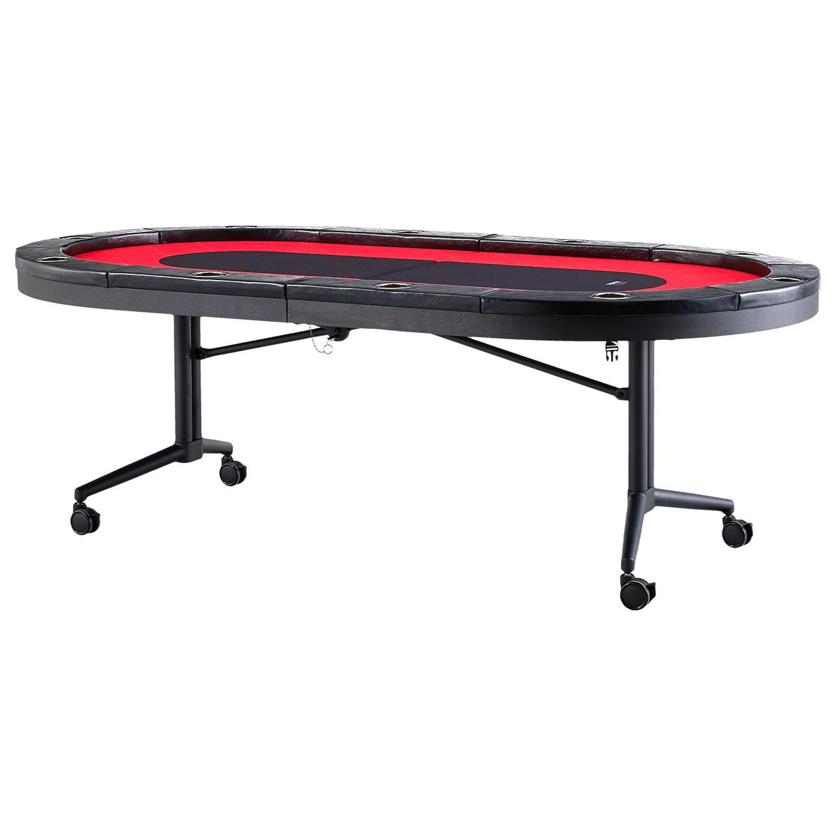 VEVOR salokāms pokera galds 10 spēlētājiem, 2286 mm ovāls kazino tipa galds Blackjack un Texas Hold’em ar polsterētām malām un nerūsējošā tērauda glāžu turētājiem, pārnēsājams kāršu spēļu galds - ZEMLETES.LV