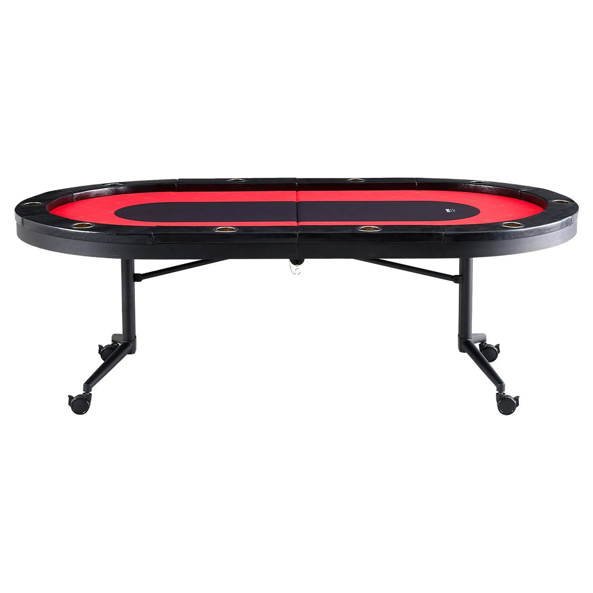 VEVOR salokāms pokera galds 10 spēlētājiem, 2286 mm ovāls kazino tipa galds Blackjack un Texas Hold’em ar polsterētām malām un nerūsējošā tērauda glāžu turētājiem, pārnēsājams kāršu spēļu galds - ZEMLETES.LV