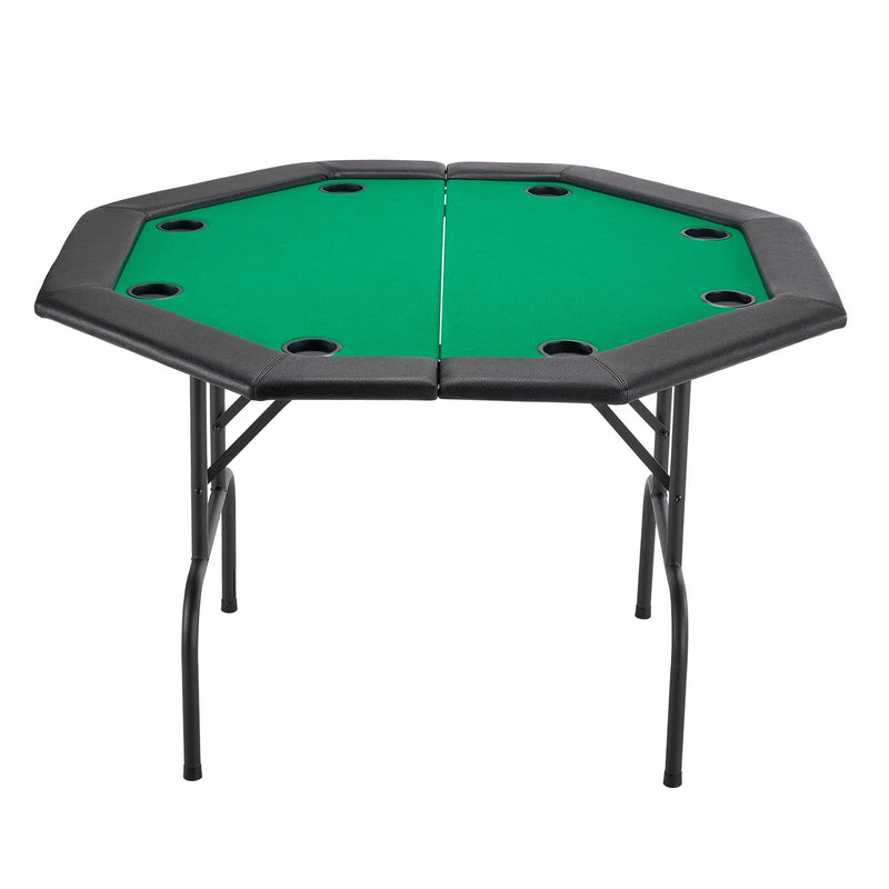 VEVOR salokāms pokera galds 8 spēlētājiem, 1220 mm kazino tipa atpūtas galds ar polsterētām malām un glāžu turētājiem, astoņstūra pārnēsājams spēļu galds ar filca pārklājumu un metāla kājām, piemērots Texas Hold’em un Blackjack spēlei - ZEMLETES.LV