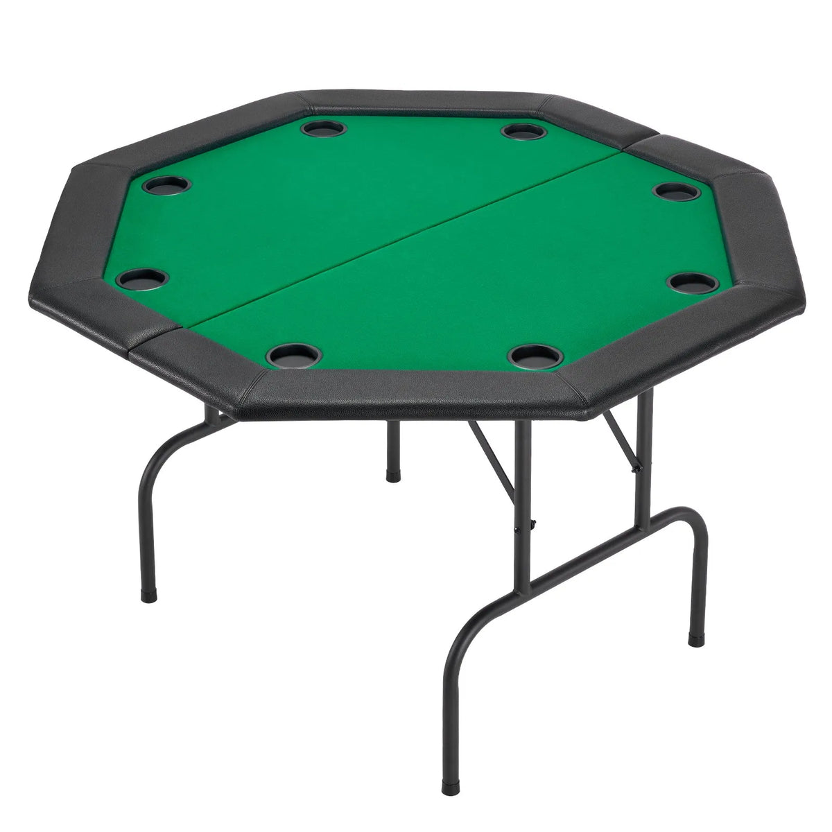 VEVOR salokāms pokera galds 8 spēlētājiem, 1220 mm kazino tipa atpūtas galds ar polsterētām malām un glāžu turētājiem, astoņstūra pārnēsājams spēļu galds ar filca pārklājumu un metāla kājām, piemērots Texas Hold’em un Blackjack spēlei - ZEMLETES.LV