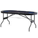 VEVOR salokāms pokera galds 8 spēlētājiem, 1830 mm ovāls kazino tipa galds Blackjack un Texas Hold’em ar polsterētām malām un nerūsējošā tērauda glāžu turētājiem, pārnēsājams kāršu spēļu galds - ZEMLETES.LV