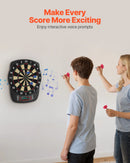 VEVOR elektroniskais šautriņu dēlis 336 mm ar 43 spēlēm un 200+ variācijām līdz 8 spēlētājiem, 6 šautriņu kātiņi ar spārniņiem un 50 mīkstie uzgaļi, krāsu LCD punktu ekrāns mājas ballītēm un spēļu istabai