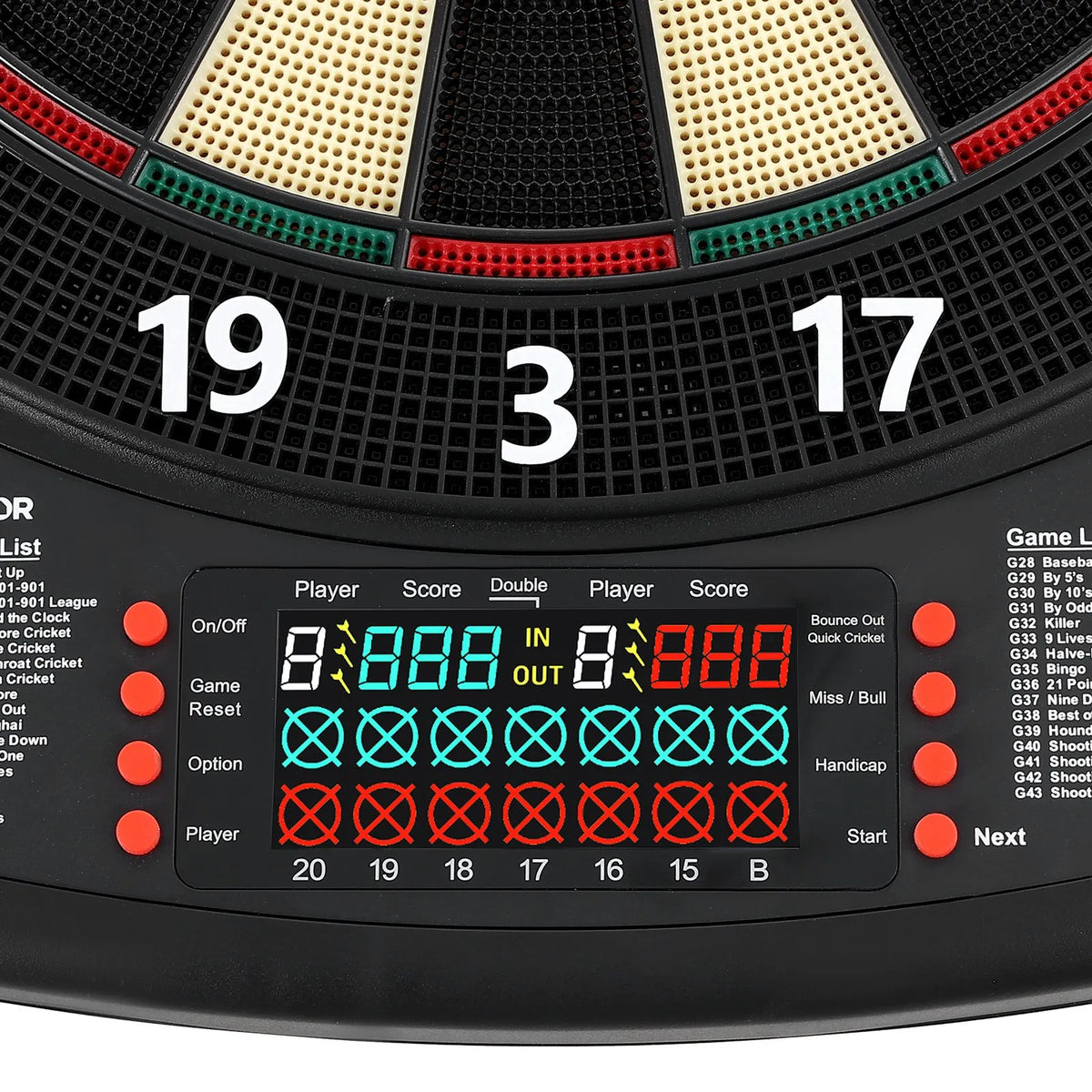 VEVOR elektroniskais šautriņu dēlis 336 mm ar 43 spēlēm un 200+ variācijām līdz 8 spēlētājiem, 6 šautriņu kātiņi ar spārniņiem un 50 mīkstie uzgaļi, krāsu LCD punktu ekrāns mājas ballītēm un spēļu istabai - ZEMLETES.LV